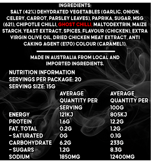 Uncle Mungos Ghost Pepper Chicken Salt ingredients