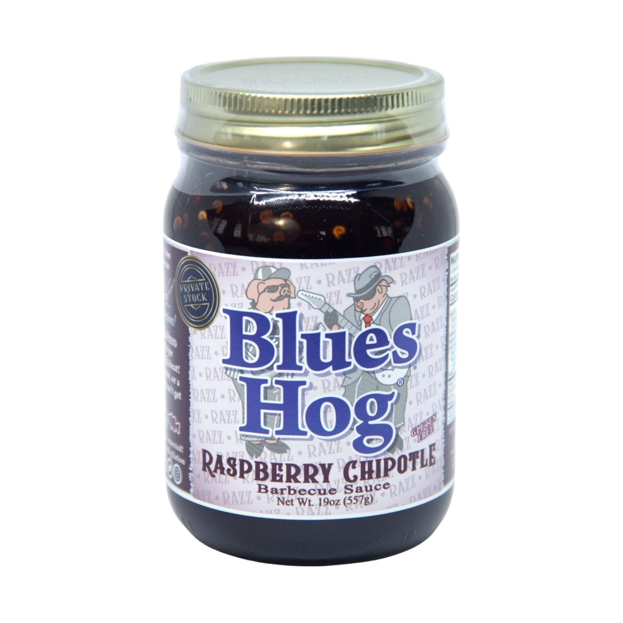 Blues Hog Raspberry Chipotle BBQ Sauce 539g glass pint jar — front of the jar