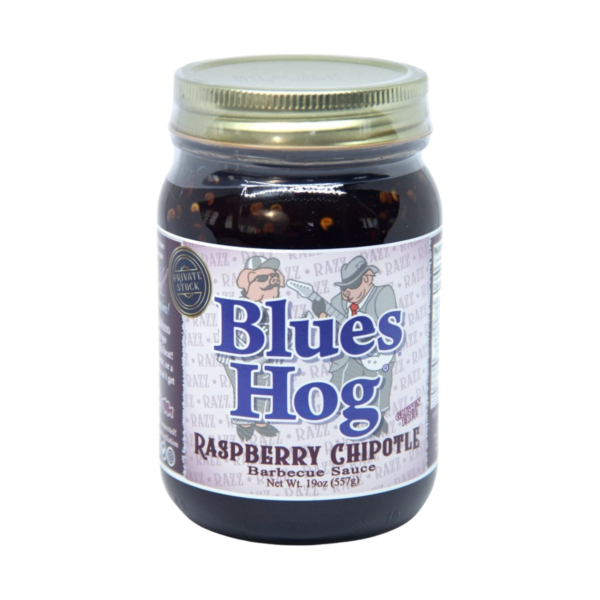 Blues Hog Raspberry Chipotle BBQ Sauce 539g glass pint jar — front of the jar