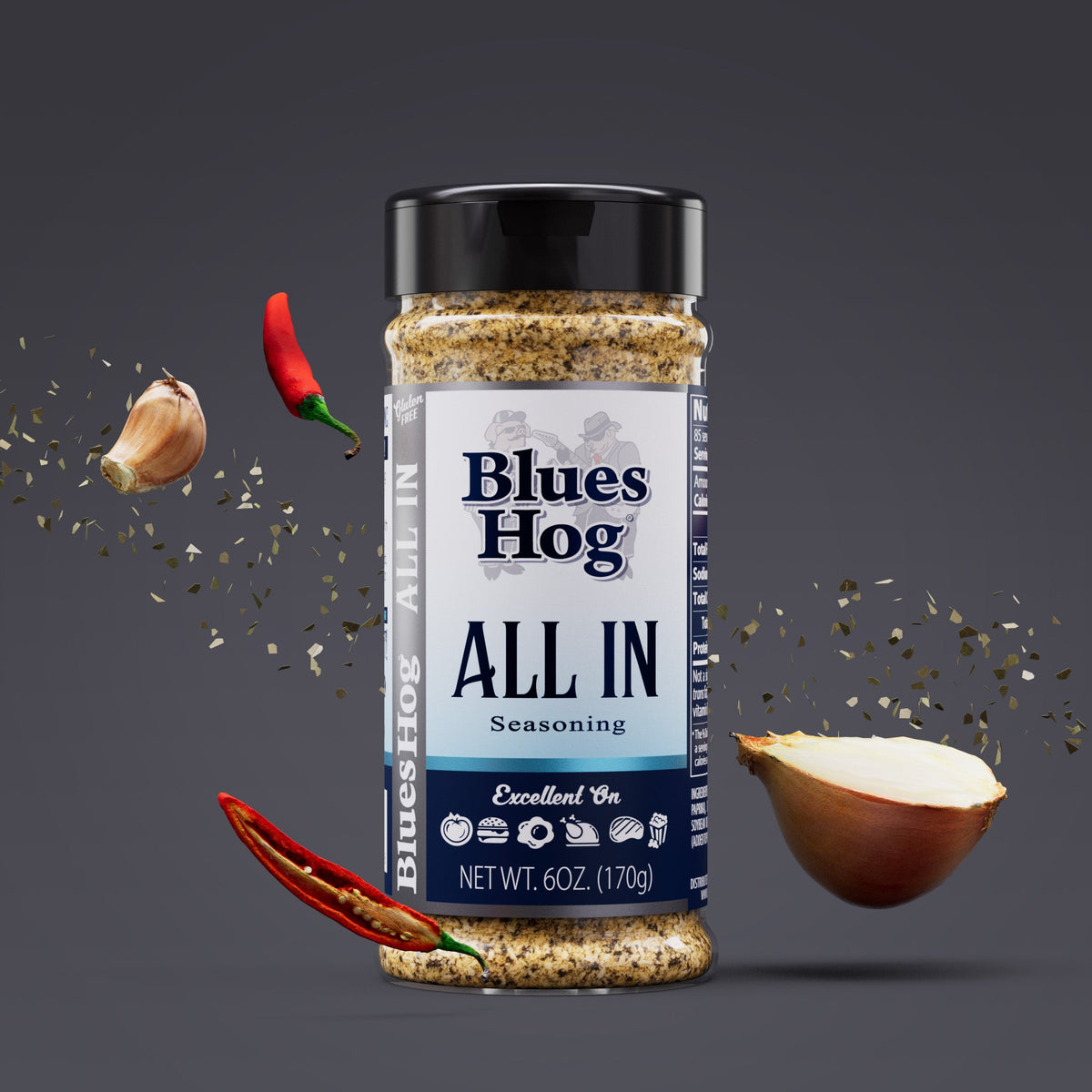 Blues Hog All In Seasoning 170g — front of the shaker bottle