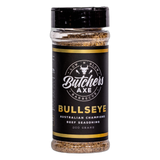 Butchers Axe Bullseye beef rub 200g shaker, product only on transparent background