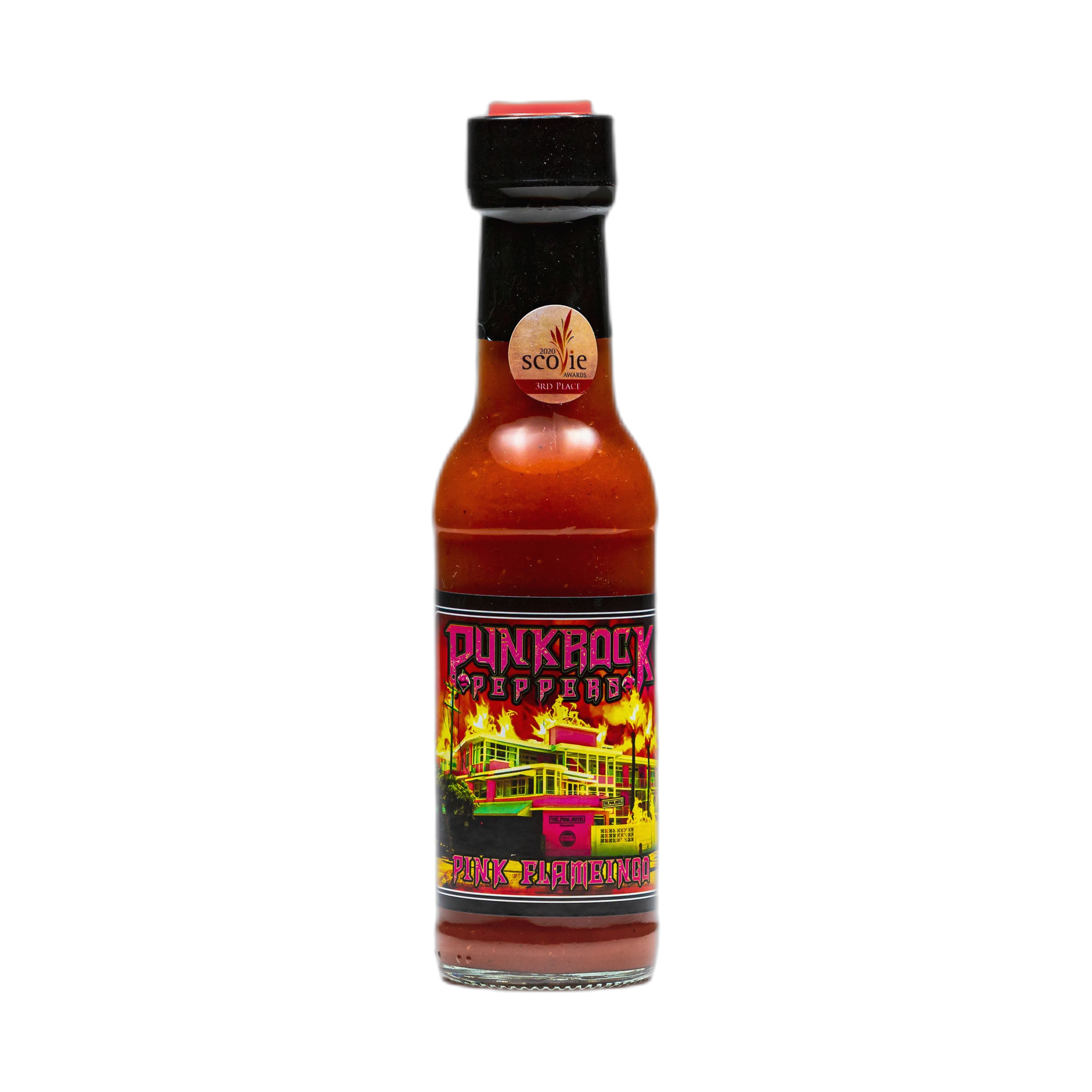 Punk Rock Peppers Pink Flameingo Guava Strawberry & 7 Pot Pink Hot Sauce 150ml bottle