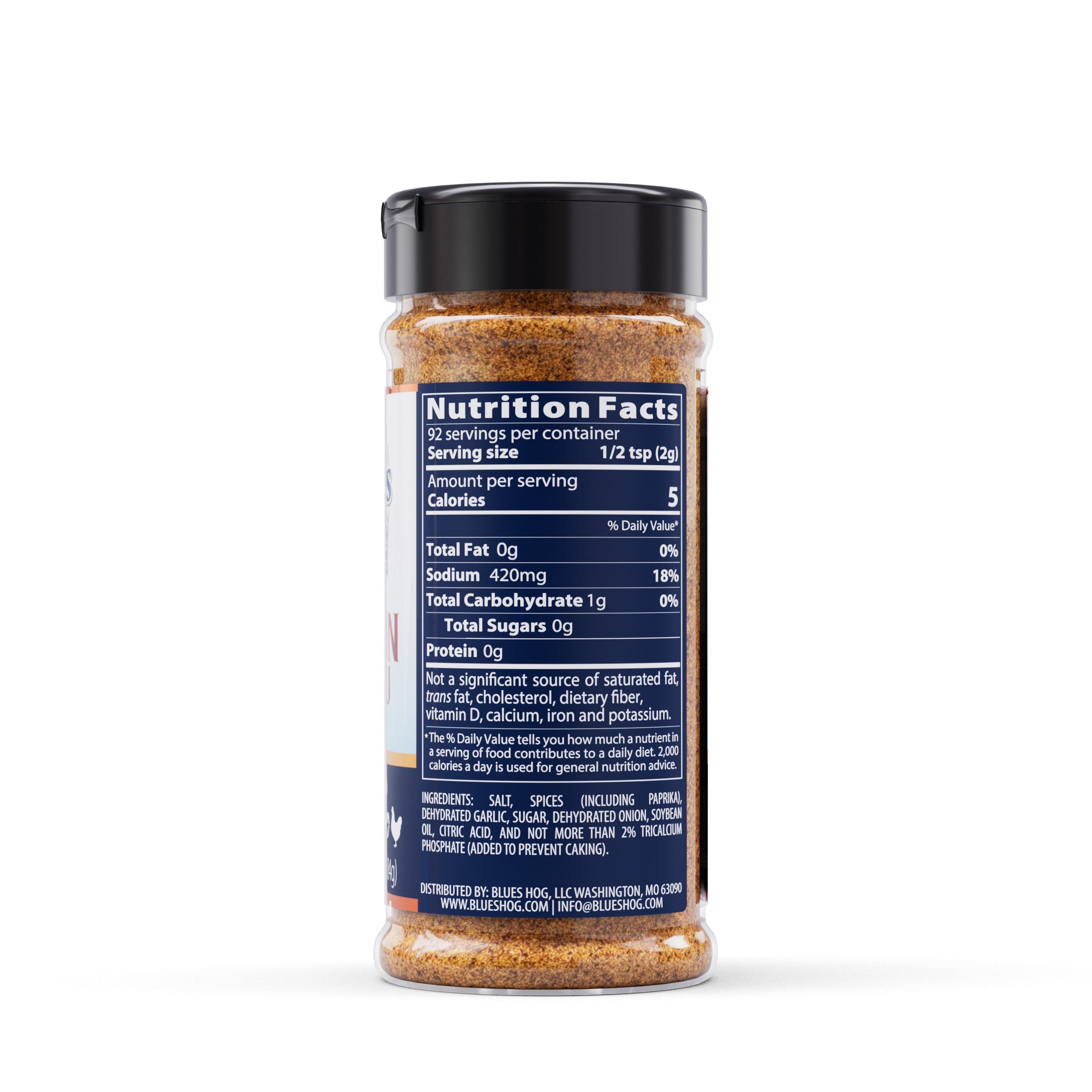 Blues Hog Cajun Bayou Seasoning — ingredients and nutrition panel