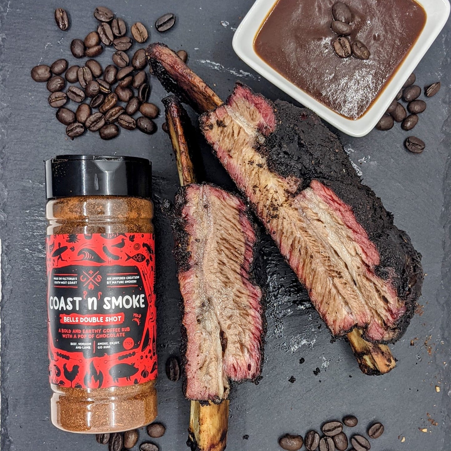 COAST N SMOKE: Bells Double Shot Rub – 170g