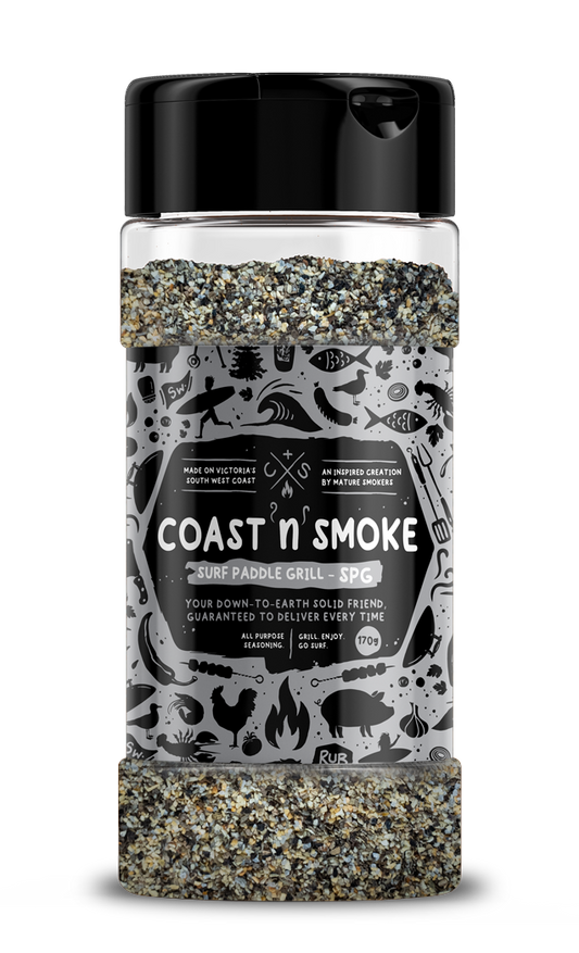 COAST N SMOKE: Surf Paddle Grill (Salt Pepper Garlic SPG) Seasoning Rub – 170g