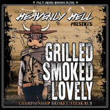 Heavenly Hell The Grilled The Smoked and The Lovely steak & brisket rub 150g — official label artwork