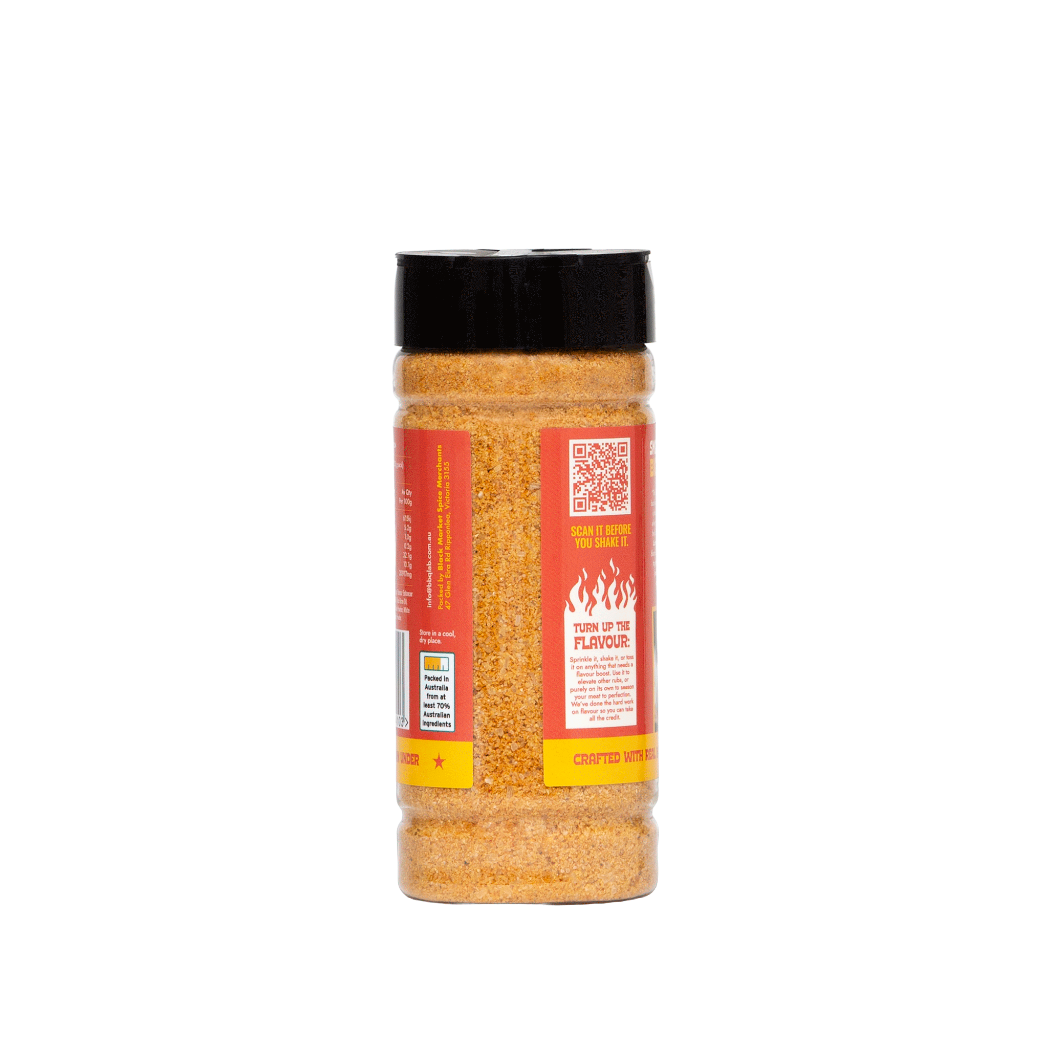 BBQ Lab True Blend seasoning jar showing granule size