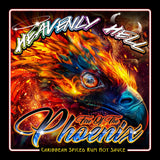 Heavenly Hell Fire Of The Phoenix hot sauce label artwork