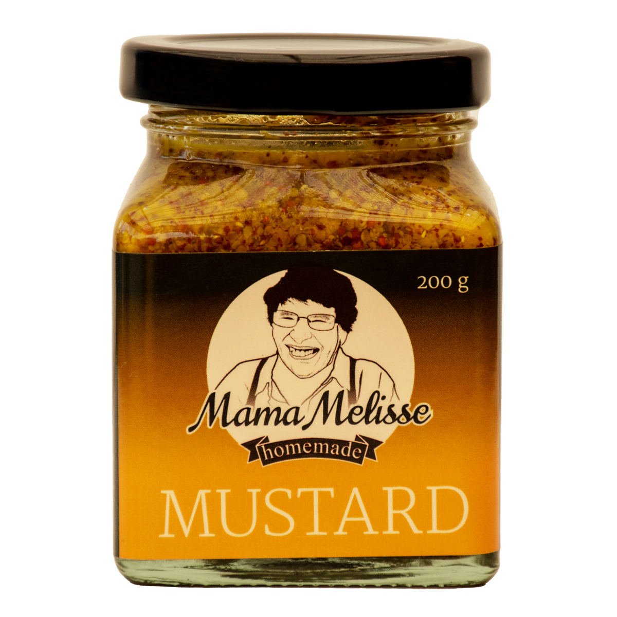 Mama Melisse Mama Mustard 200g glass jar front label - gluten free Australian mustard