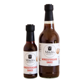 Mitch's Preserves Worcestershire Sauce 150ml and 500ml bottles, award-winning old fashioned black sauce made in Warrnambool