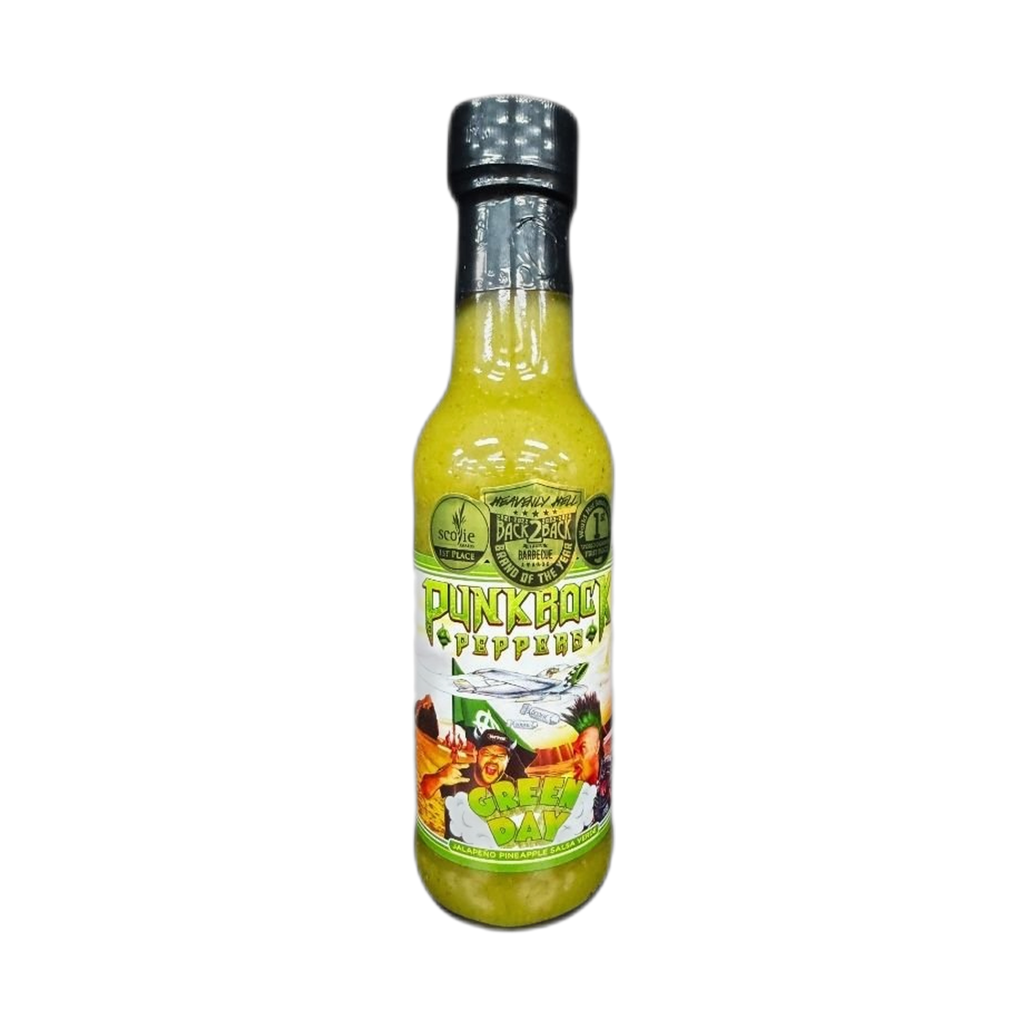 Punk Rock Peppers Green Day Jalapeño Pineapple Salsa Verde Hot Sauce 150ml bottle