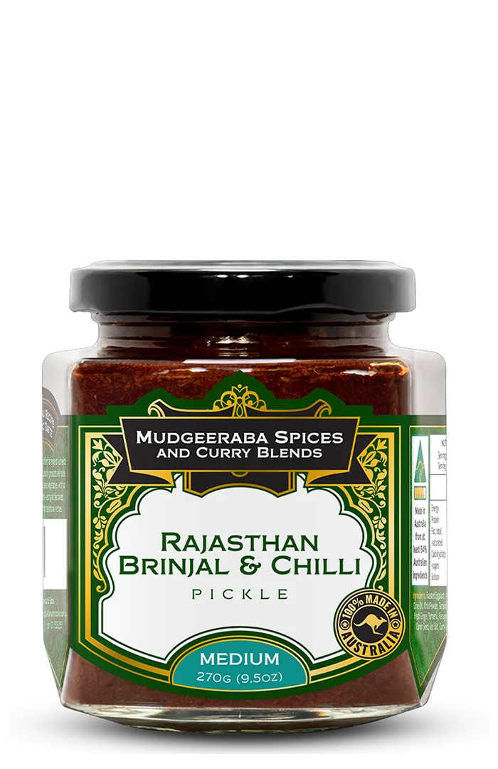 Mudgeeraba Spices Rajasthan Brinjal and Chilli Pickle Medium 270g jar