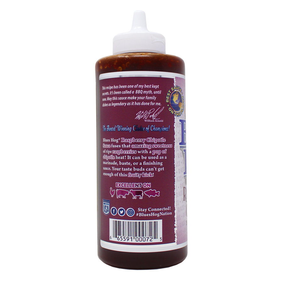 Blues Hog Raspberry Chipotle BBQ Sauce 709g — side label with product details