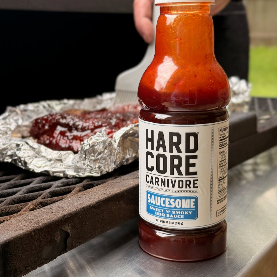 Hardcore Carnivore Saucesome BBQ sauce on food