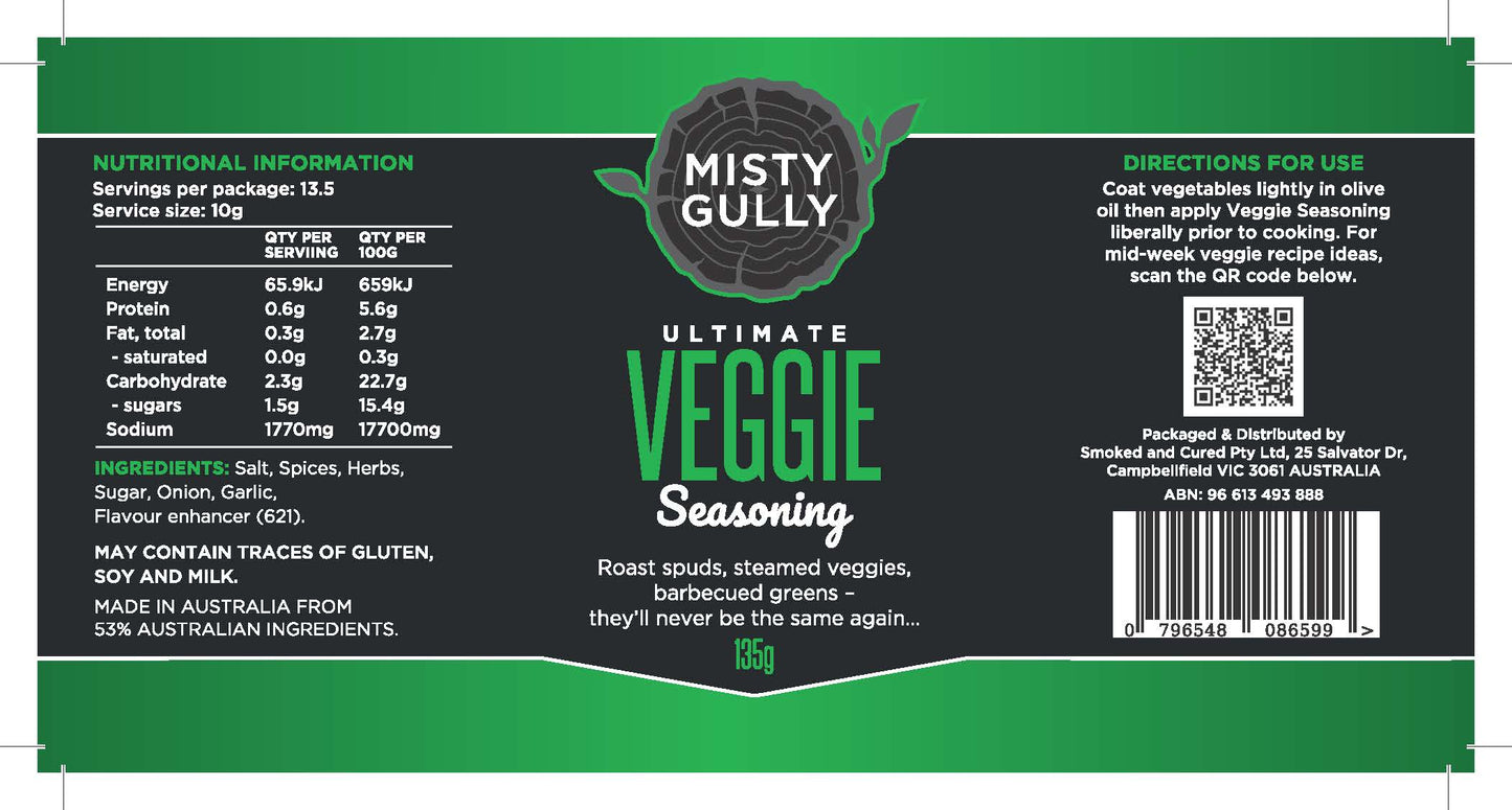 Misty Gully Ultimate Veggie Seasoning label