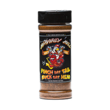 Heavenly Hell Pinch Dat Tail Suck Dat Head Cajun BBQ rub 150g — front of the shaker on transparent background