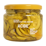 ACIDE Bread & Butter Zucchini Pickles 125g pickle, front of jar on transparent background