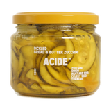 ACIDE Bread & Butter Zucchini Pickles 300g pickle, front of jar on transparent background