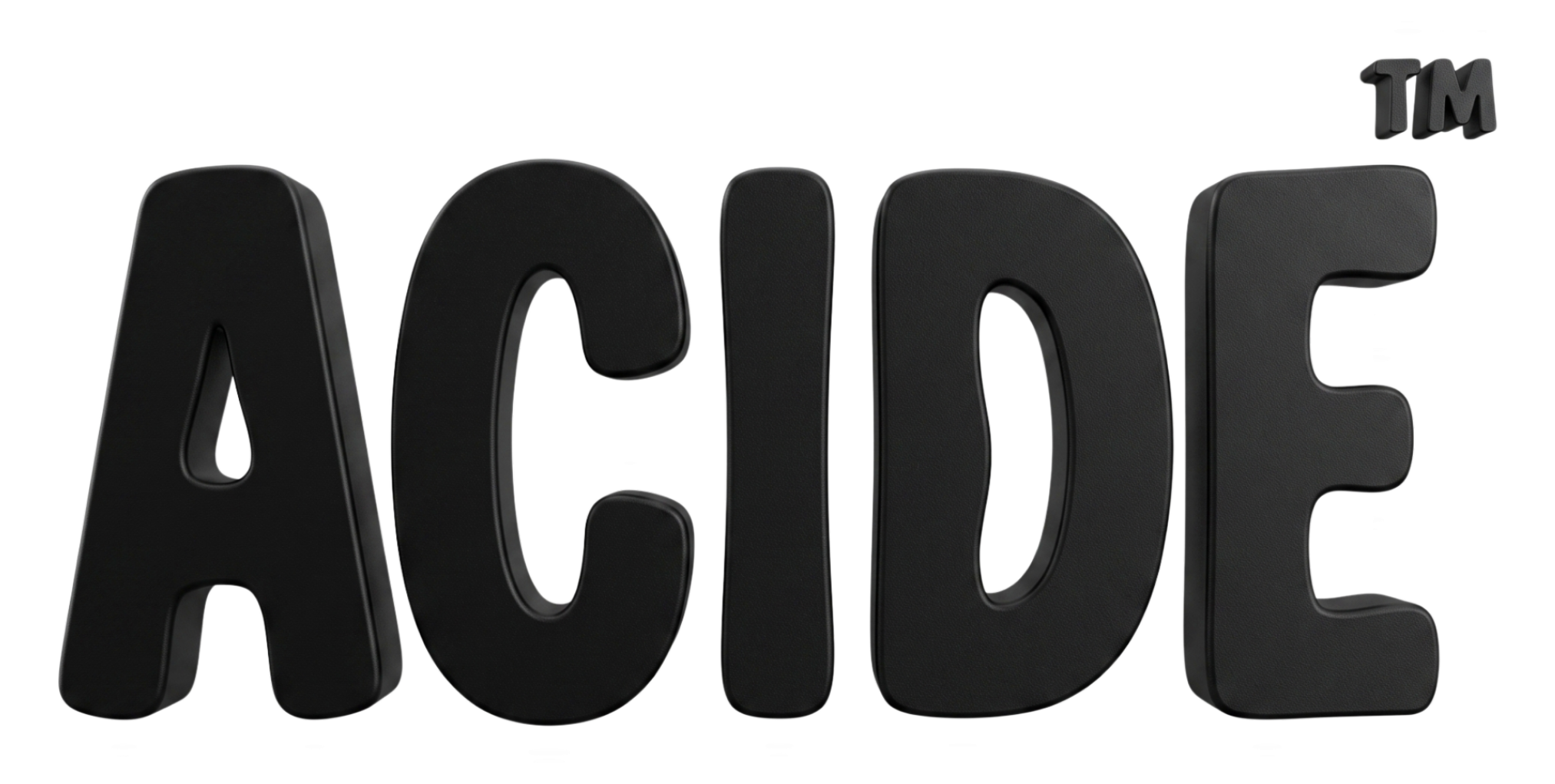 ACIDE 3D frosted logo, glossy black wordmark on transparent background