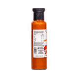 Atomic Chicken Buffalo Hot Sauce 250ml, bottle side view, transparent background