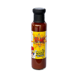 Atomic Chicken Honey Mango BBQ Sauce 250ml, front of bottle on transparent background