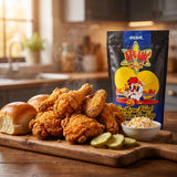 Atomic Chicken Original Southern Fried Chicken Coating — a feast of golden crunchy fried chicken thighs and wings