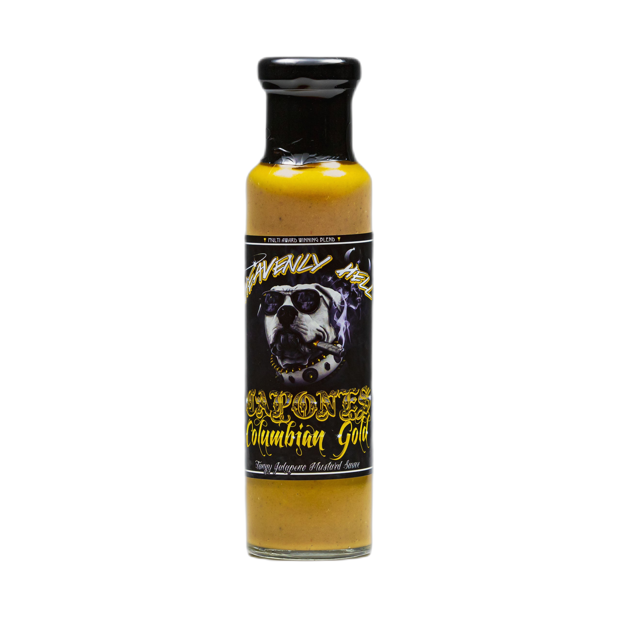 Heavenly Hell Capones Columbian Gold Jalapeno Mustard Sauce 250ml bottle