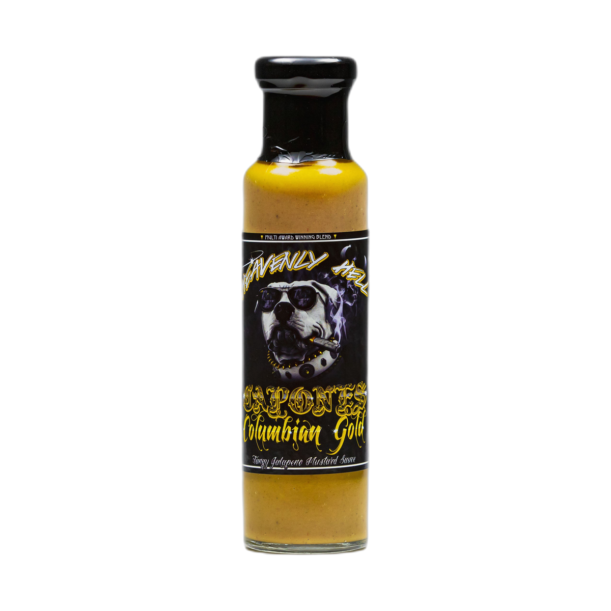 Heavenly Hell Capones Columbian Gold Jalapeno Mustard Sauce 250ml bottle