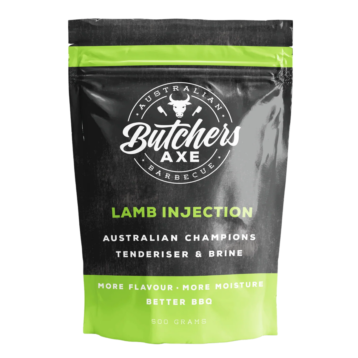 Butchers Axe Lamb Injection 500g tub, front label, product only on transparent background