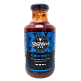 Butchers Axe Original BBQ Sauce 500ml bottle, front label, product only on transparent background