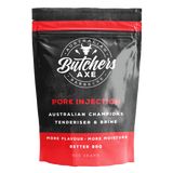 Butchers Axe Pork Injection 500g tub, front label, product only on transparent background