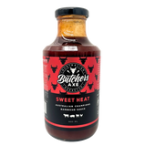 Butchers Axe Sweet Heat BBQ Sauce 500ml bottle, front label, product only on transparent background