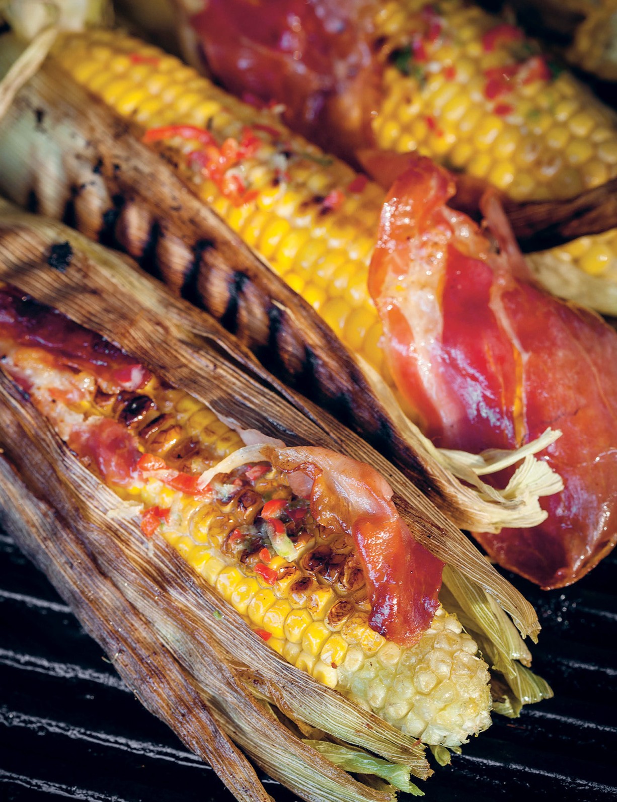 BBQ Companion by Ben O'Donoghue hardback cookbook — barbecued corn with bacon and chilli butter