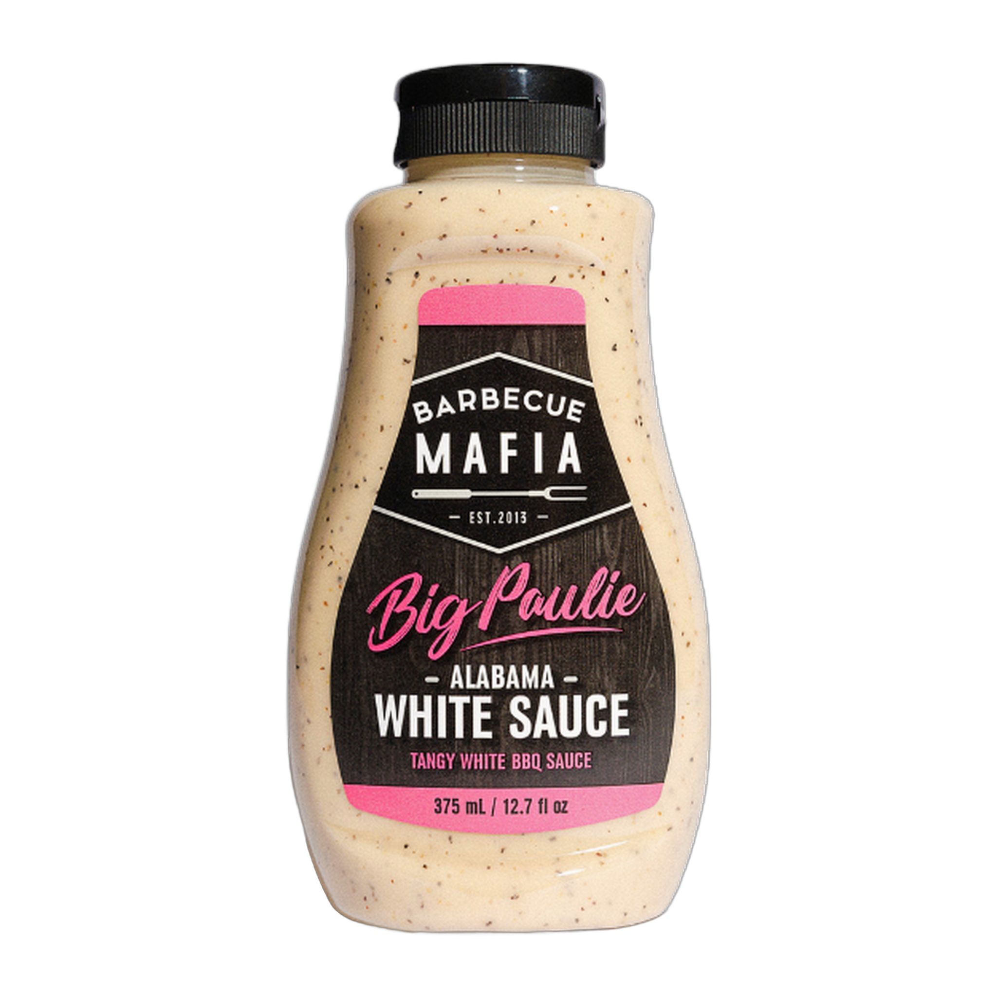 Barbecue Mafia Big Paulie Alabama White Sauce 375ml — front of bottle on transparent background