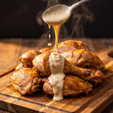 Barbecue Mafia Big Paulie Alabama White Sauce — white sauce spooned over smoked chicken