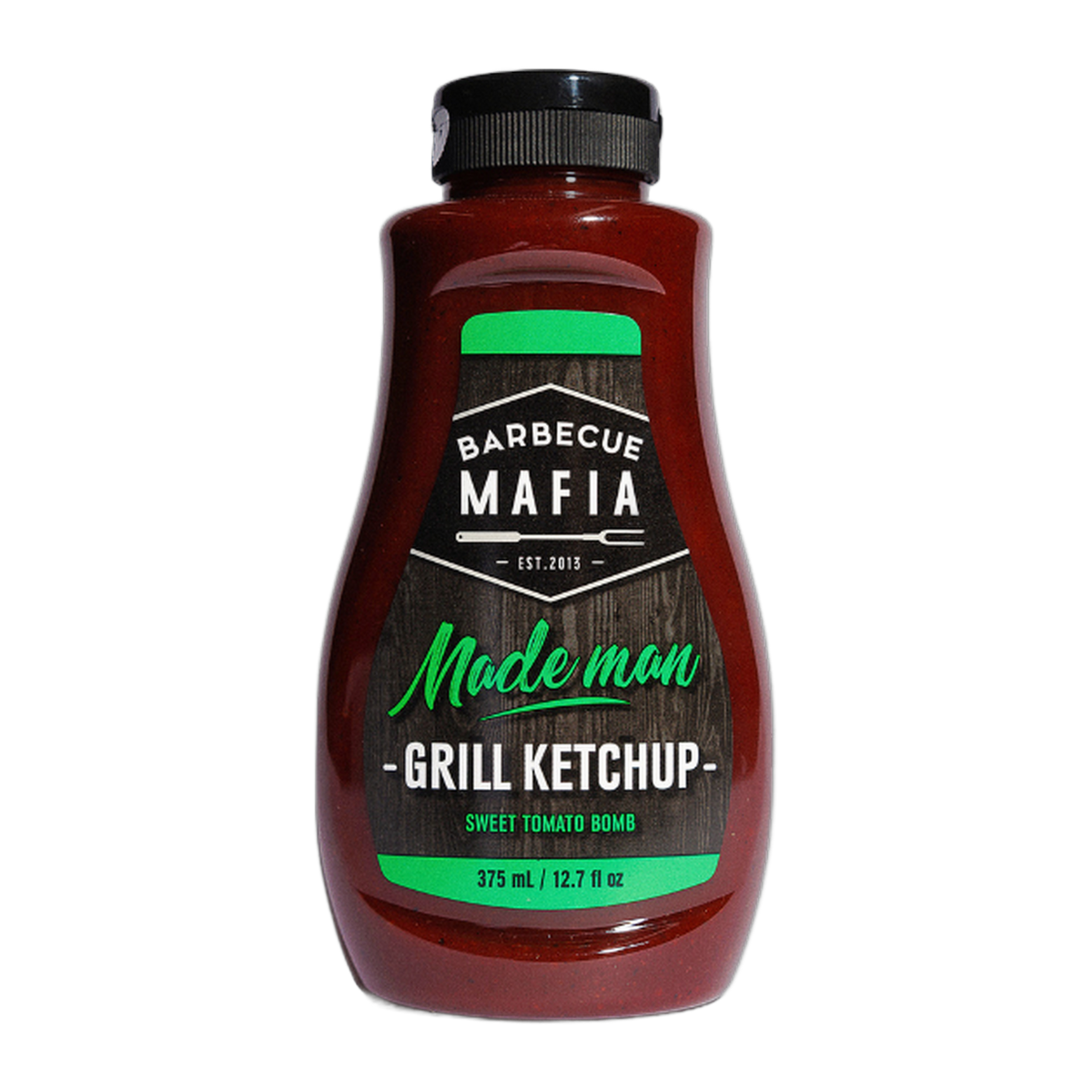 Barbecue Mafia Mademan Grill Ketchup 375ml — front of bottle on transparent background