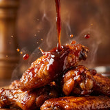Barbecue Mafia The Fix Bourbon & Cola BBQ Sauce — bourbon-cola sauce drizzled over sticky chicken wings