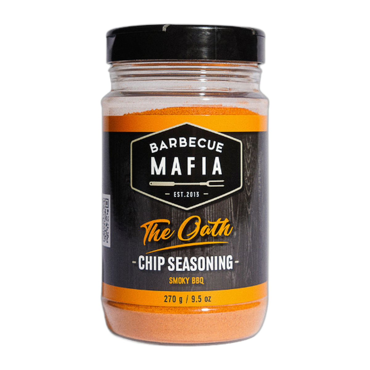 Barbecue Mafia The Oath Chip Seasoning 270g — front of jar on transparent background