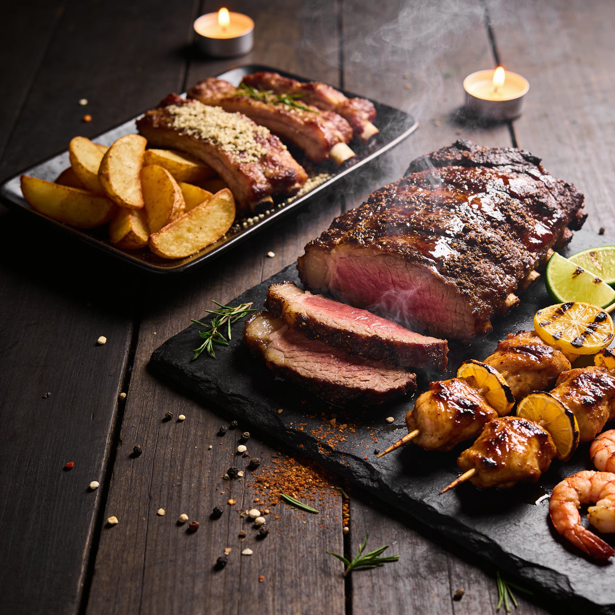 Smoked BBQ ribs, the full BBQ Lab rub range