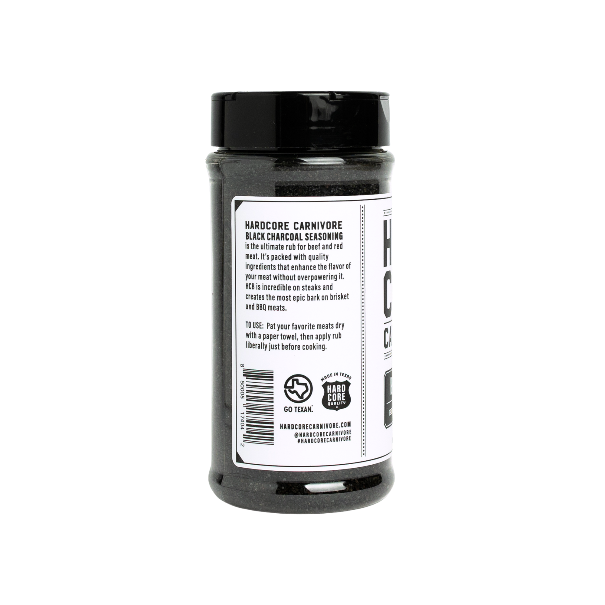Hardcore Carnivore Black beef rub 368g — product information panel
