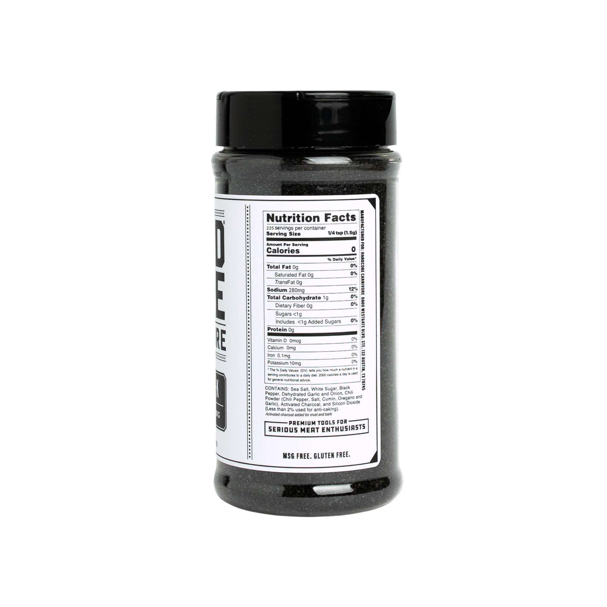 Hardcore Carnivore Black beef rub 368g — ingredients and nutrition panel