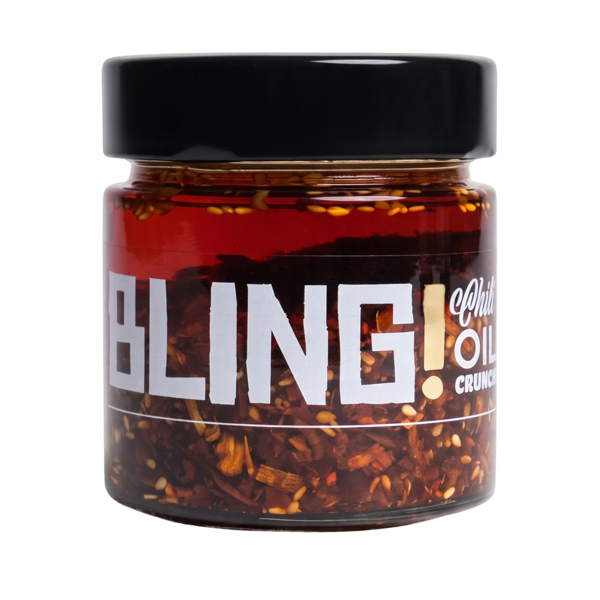 Blend Bling Chilli Oil Crunch 250g — front of jar on transparent background