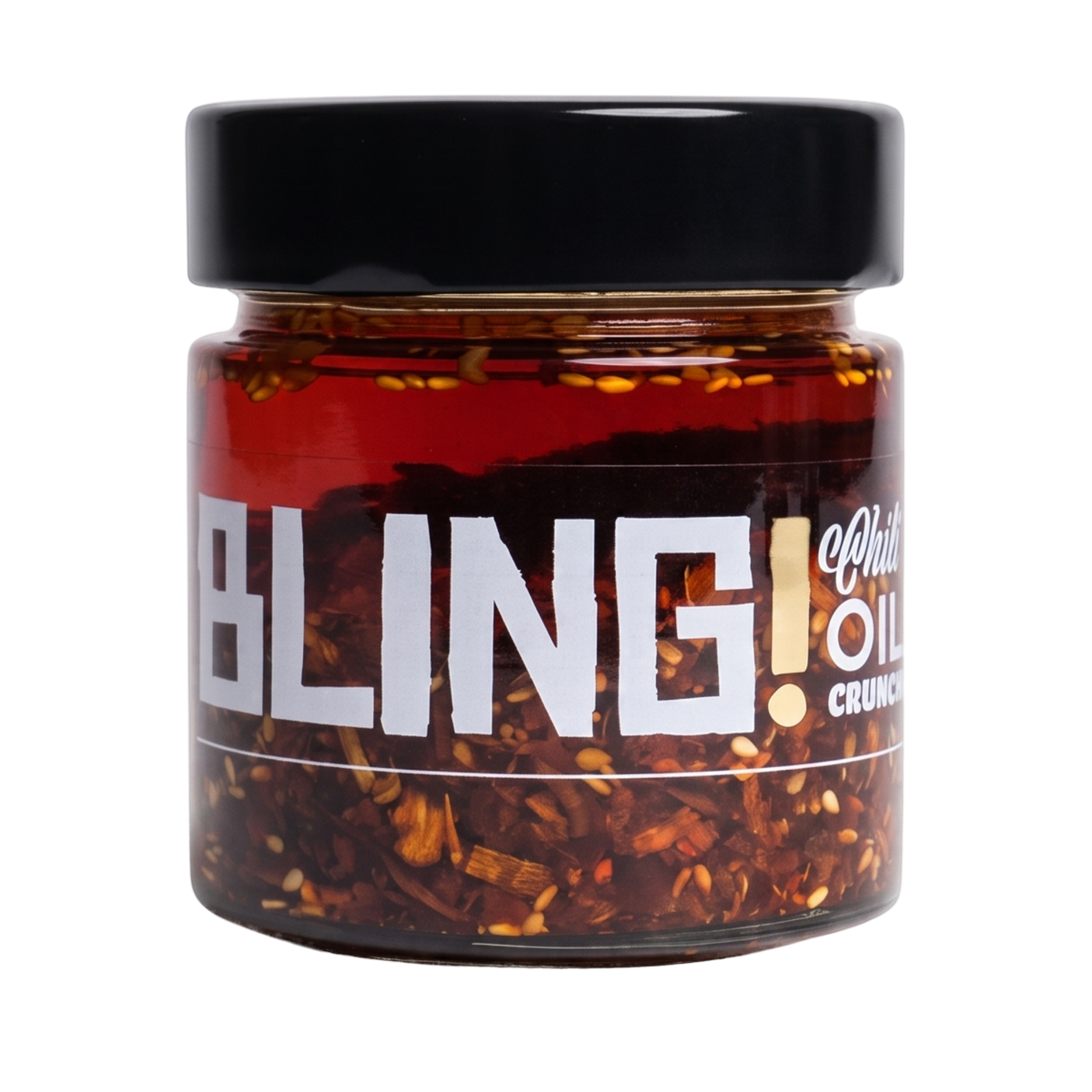 Blend Bling Chilli Oil Crunch 250g — front of jar on transparent background