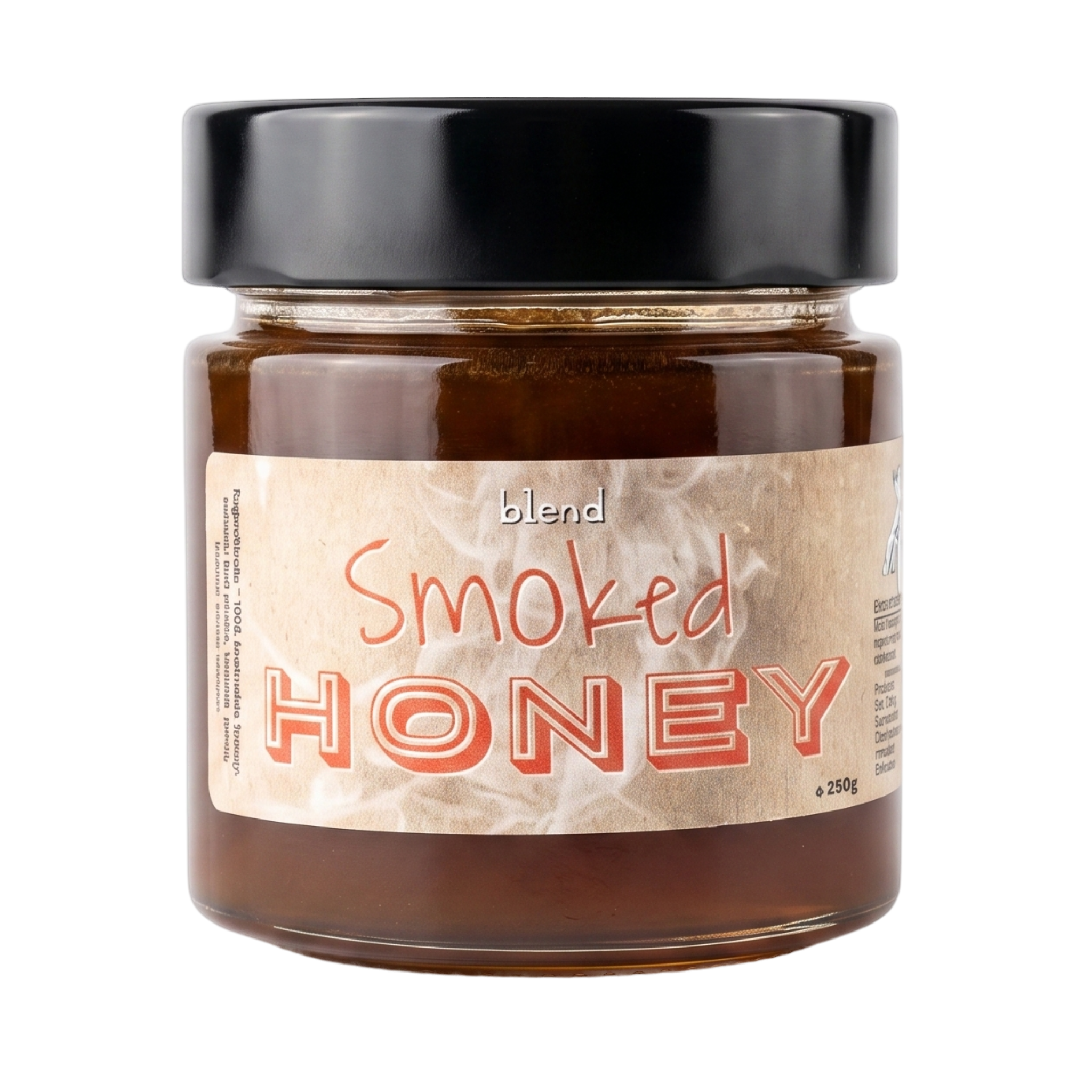 Blend Smoked Honey Original Smoked Honey 250g — front of jar on transparent background