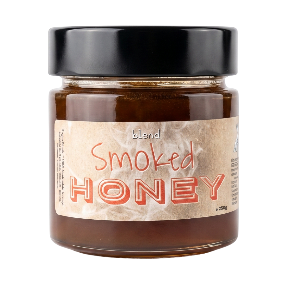Blend Smoked Honey Original Smoked Honey 250g — front of jar on transparent background