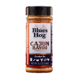 Blues Hog Cajun Bayou Seasoning 184g shaker — front label, transparent cutout