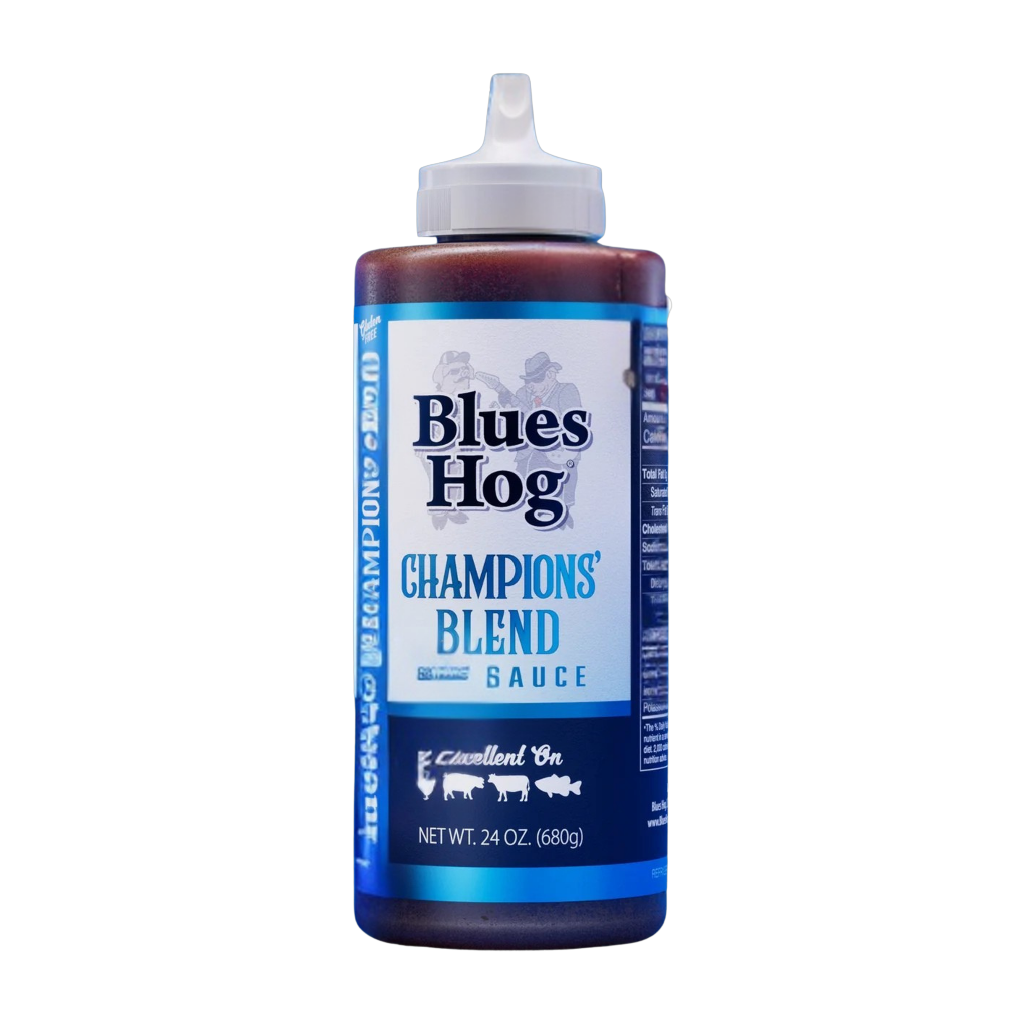 Blues Hog Champions' Blend BBQ Sauce 680g bottle, front label, transparent cutout