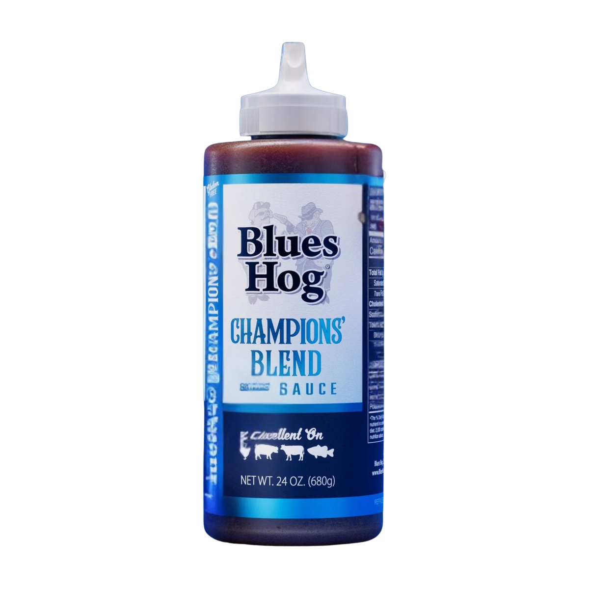 Blues Hog Champions' Blend BBQ Sauce 680g bottle, front label, transparent cutout