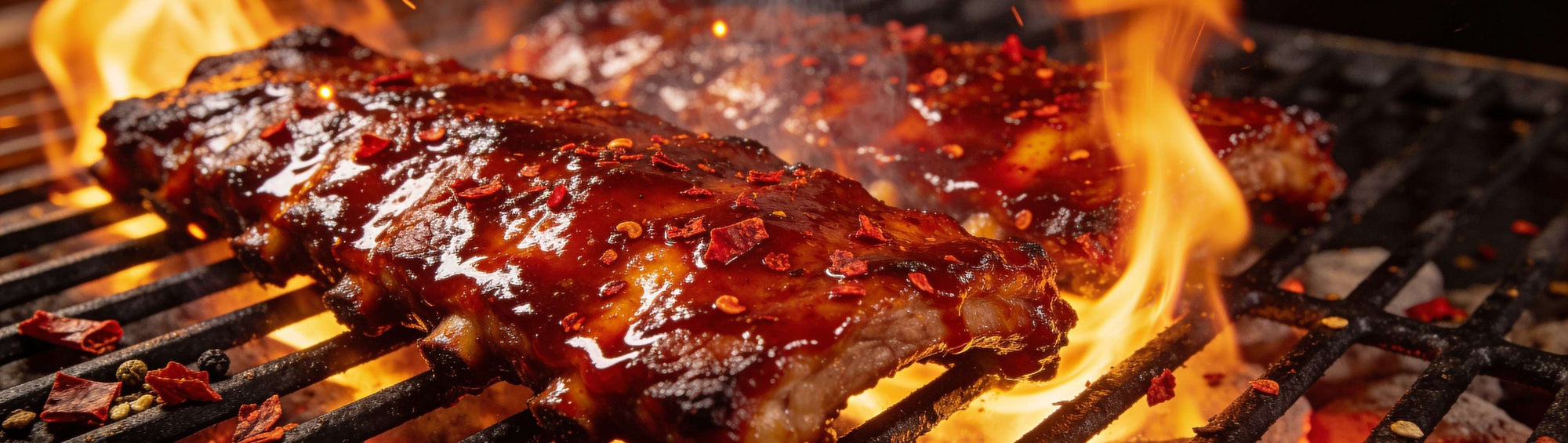 Blues Hog Sizzlin' Heat banner — Real cayenne and red chile warmth with a horseradish kick - bring the fire.