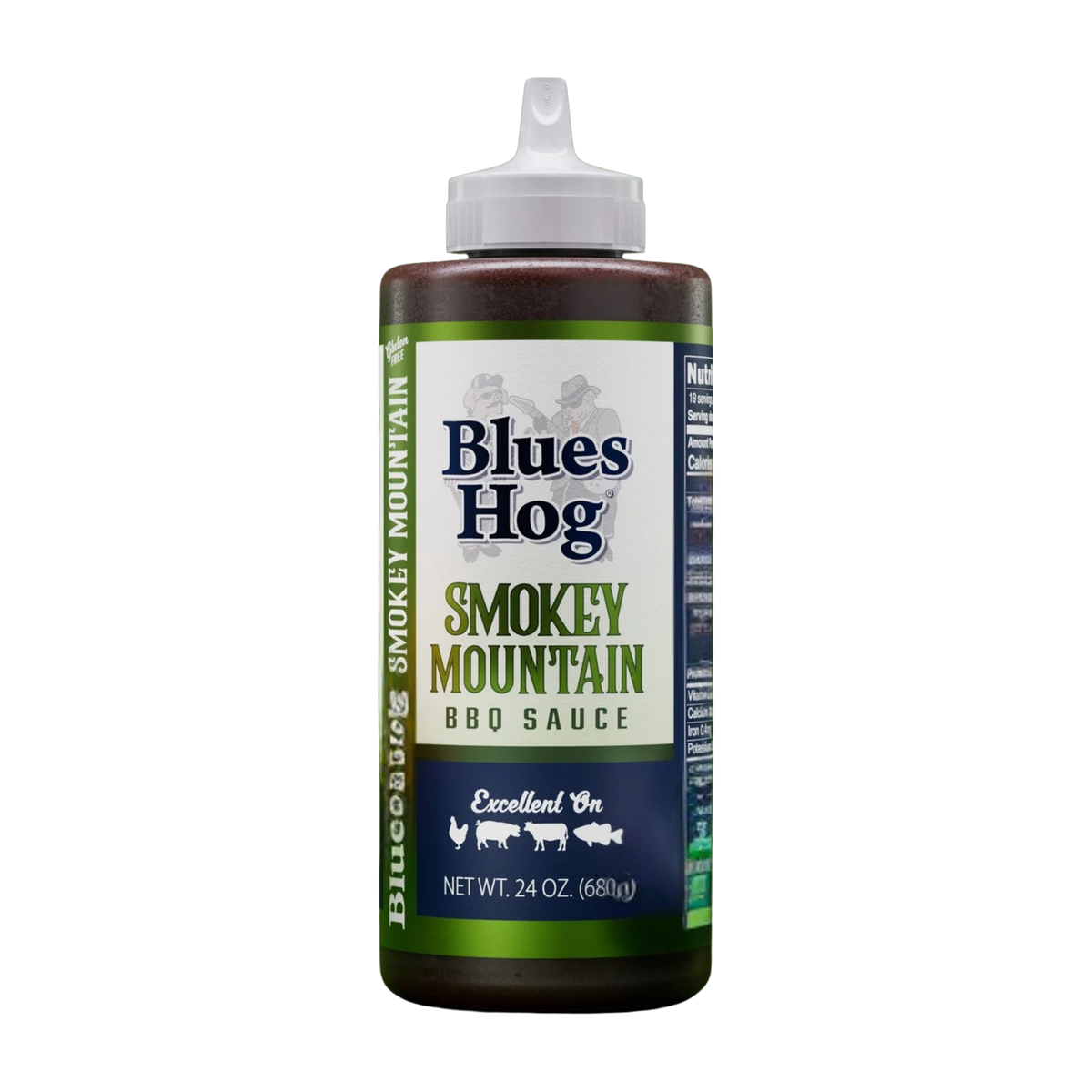 Blues Hog Smokey Mountain BBQ Sauce 680g squeeze bottle — front label, transparent cutout